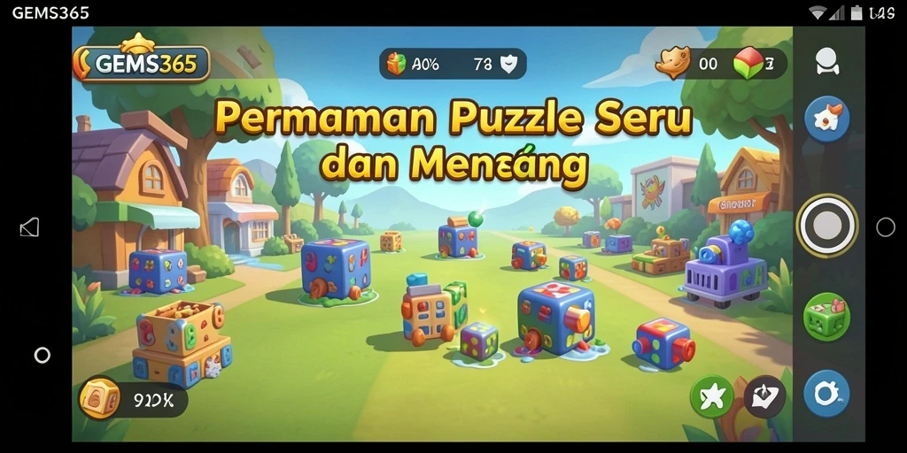 Tampilan gameplay GEMS365 yang menantang dan penuh warna.