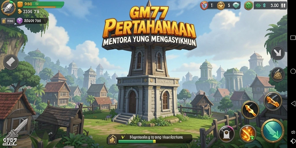 Tampilan gameplay yang seru dalam pertahanan menara di GM777.