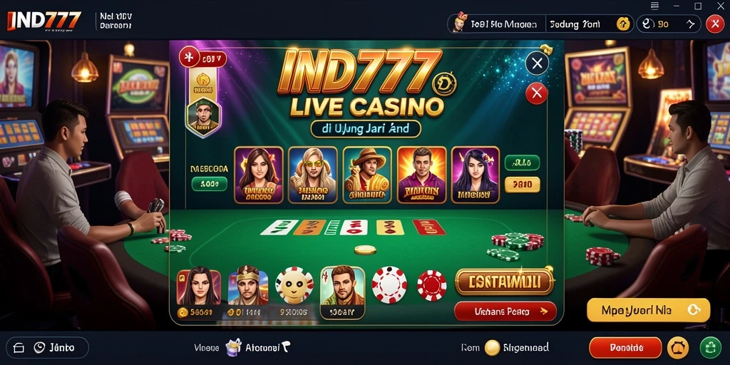 Screenshot gameplay IND777 menampilkan dealer langsung yang berinteraksi dengan pemain.