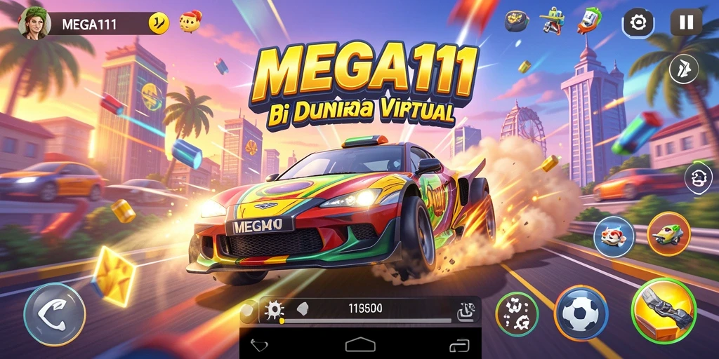 Gameplay Racing MEGA111 yang mendebarkan dan seru.