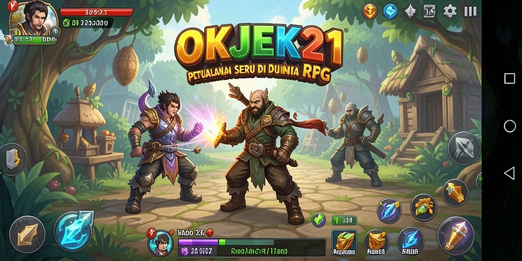 Tangkapan layar OKJEK21 menampilkan aksi pertempuran yang mendebarkan dalam dunia RPG.