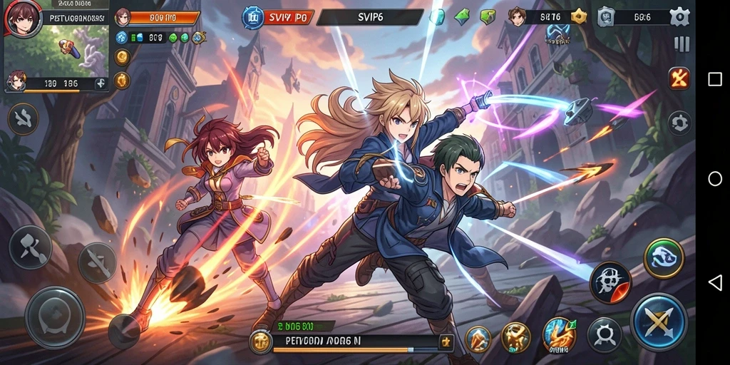 Screenshot gameplay yang menunjukkan pertarungan seru di dunia anime.