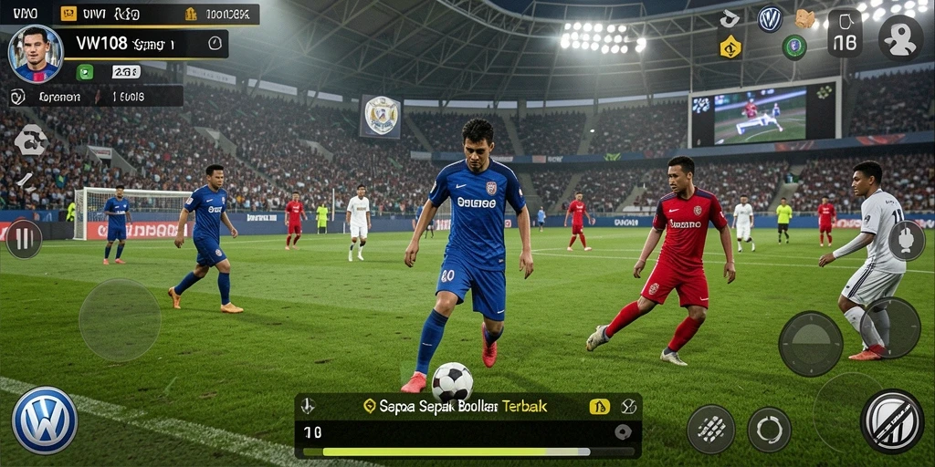 Tampilan gameplay mendebarkan di VW108 dengan aksi sepak bola yang nyata.