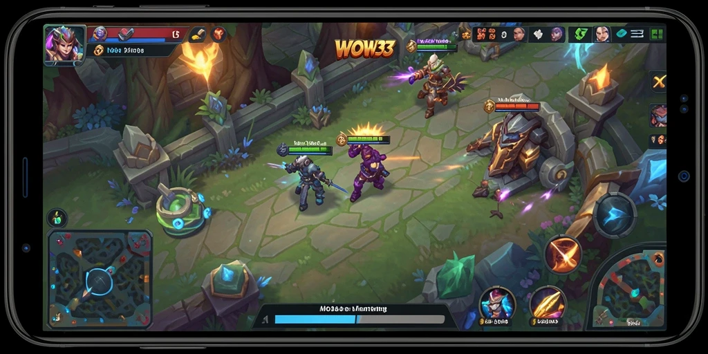 Tampilan gameplay menegangkan dalam arena pertempuran MOBA.